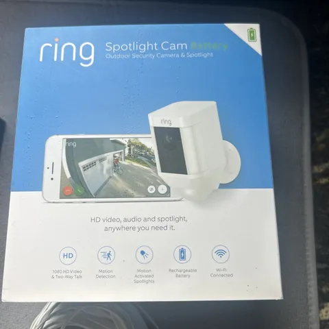 Ring Spotlight Cam Battery 1080p Wi-Fi , Night Vision  1 battery 25 feet cord 