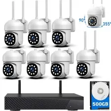 8 Pcs PTZ Cameras Wireless Security Camera System WiFi CCTV 24/7 Record 16CH NVR