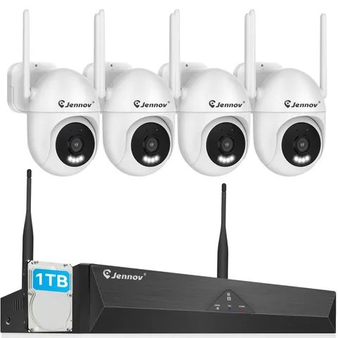 JENNOV WiFi 6 Security Camera System 5MP PTZ 2-Way Audio Auto Tracking 1TB NVR