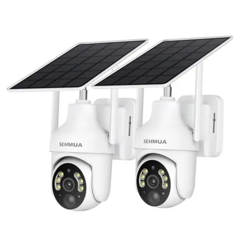 2K Solar Security Cameras Wireless Outdoor, 2 Pack WiFi Camera 2 Pack White