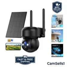 4G LTE Cellular Solar Security Camera Outdoor: No WiFi Solar Powered Security...