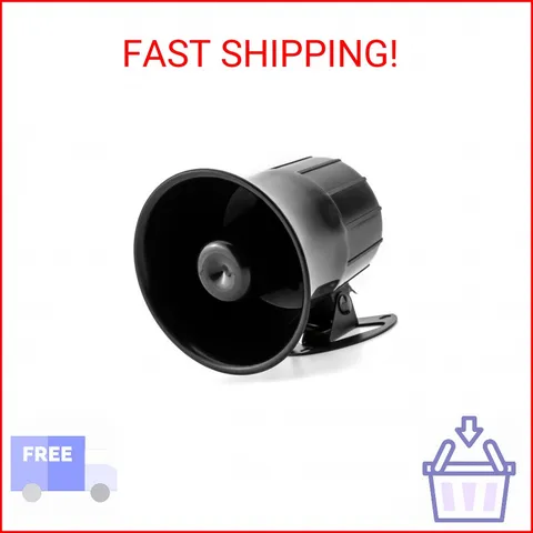 QWORK Electric Siren Horn, DC 12V Security Loud Wired Alarm Siren for Home Alarm