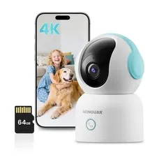 4K Indoor Security Camera, 360°PT Pet/Dog/Baby Camera with Phone App, 2.4G/5G...