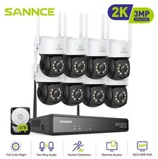 SANNCE 5MP 10CH NVR 3MP WIFI Color Night PT Security Camera System Two Way Audio