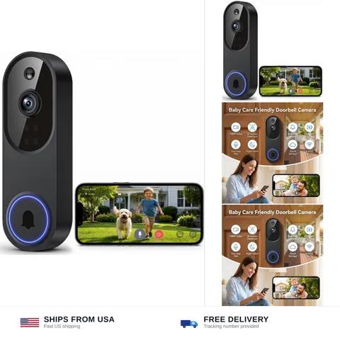 Video Doorbell Camera, Wireless Security Camera, 1080p, Battery Powered, AI M...