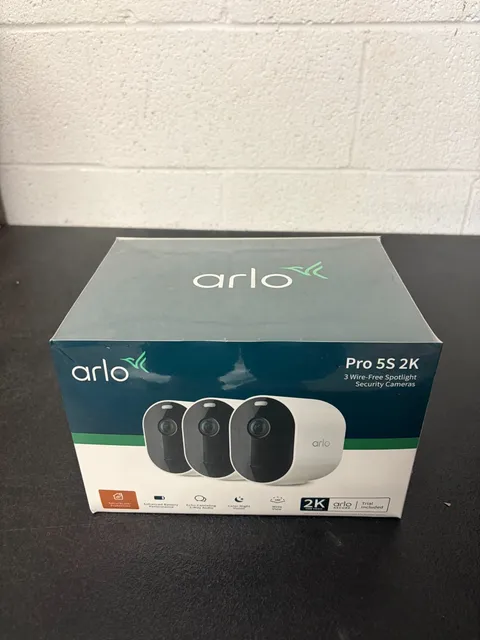 Arlo Pro 5S 2K Spotlight Camera, VMC4360P, 3 Pack, White. New Sealed