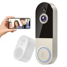 1080p Wireless Doorbell with Receiver, AI Human Detection, 2-Way Audio, Night...