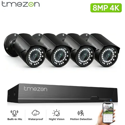 8CH POE IP Camera Kit NVR System Full HD Home Monitoring Smart Alarm IP66
