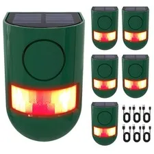 ChunHee Solar Motion Sensor Alarm 4 Working Mode 129dB IP65 Waterproof 6PC for