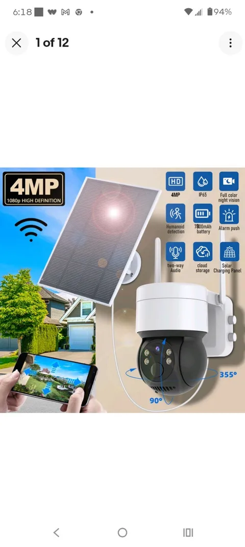 4MP Solar Wi-Fi IP Camera Full Color Night Vision Two-Way Audio Outdoor