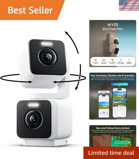 Duo Cam Pan Indoor/Outdoor  2K 360° Pan/Tilt Smart Home Security Camera with ...