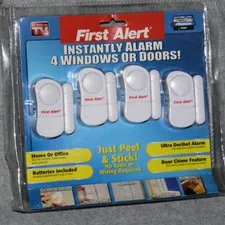 Set of 4 First-Alert Alarm System, New & Easy to Install ! Hacker Free !