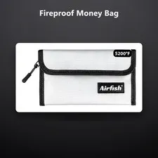 Fireproof Money Bag, 5 x 8 inches Fireproof Wallet, Waterproof Cash Bag with ...