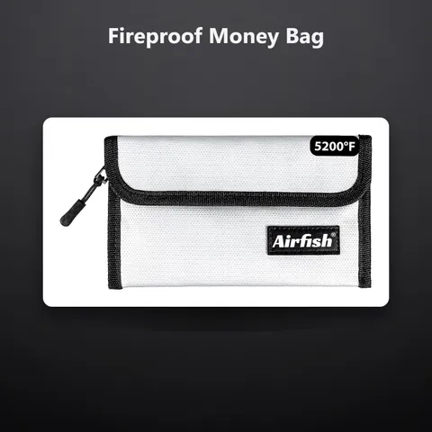 Fireproof Money Bag, 5 x 8 inches Fireproof Wallet, Waterproof Cash Bag with ...