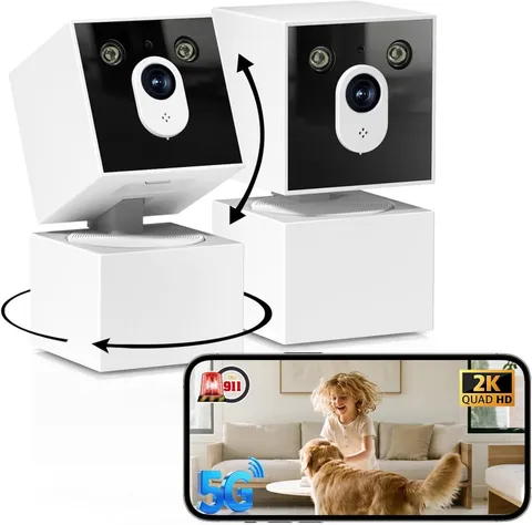 2K Dog Face Shaped Cameras for Home Security, 5G/2.4G Wifi Indoor Camera PTZ Bab
