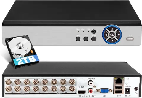 NEW 16CH H.265+ 1080p DVR with 2TB for Security Camera System Motion Detection