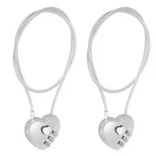 Combination Padlock (19.7 Inch, Grey)(2 Pcs), 3-Digit Heart Shaped Combo Padlock