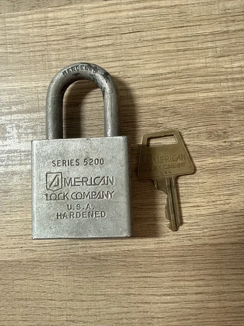 Vintage American Lock Company Padlock Series 5200 Hardened Steel Key Works J2