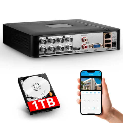 8 Channel H.265+ DVR 1080P HD with 1TB Hard Drive for Security Camera System USA