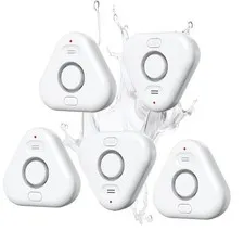 5 Pack Water Leak Detector Alarm Sensor 0120dB Adjustable Volume IP66 Basement