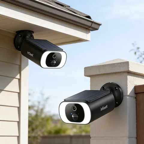 2pcs Solar Security Cameras Wireless Outdoor,2K WiFi Battery Powered Home camera