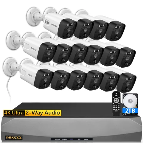 OOSSXX 4K 8MP 16-Camera PoE Security System NVR Kit