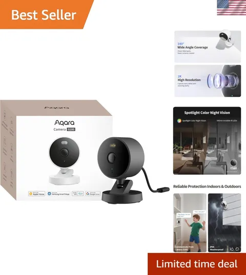 2K Indoor/Outdoor Security Camera G100, HomeKit Secure Video, Black | 2-Way A...