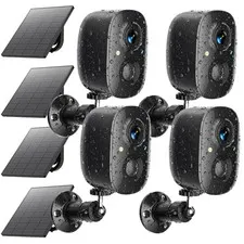 JESIOO Security Cameras Wireless Outdoor 2K Solar Powered WiFi Black