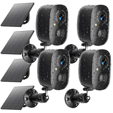 JESIOO Security Cameras Wireless Outdoor 2K Solar Powered WiFi Black