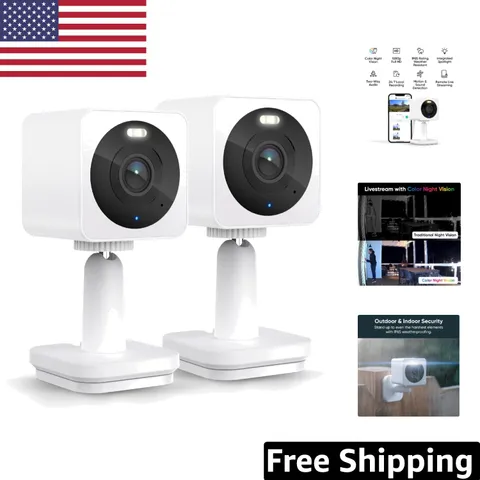 Indoor/Outdoor Security Camera with 1080p Video and Motion Alerts - 2-Pack
