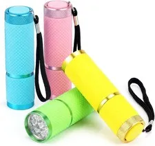 4 Pack Mini LED Flashlights Glow-in-the-Dark Aluminum Handheld Lights with Lanya