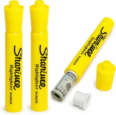 Yellow Highlighter Diversion Safe Set, 2 Pack Hidden Storage Highlighters with S