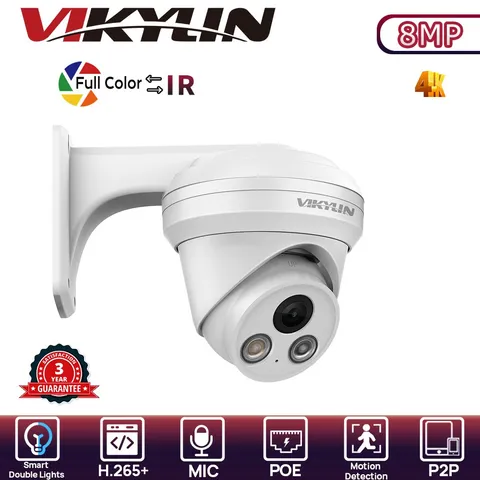 NEW VIKYLIN C82 POE Dual Light Color Wired 8MP 4K IP Camera Mount Onvif NDAA Lot