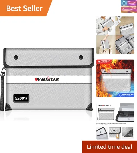 Fireproof Money Bag for Cash,Fireproof Document Bag 5200°F Heat Insulated,Saf...