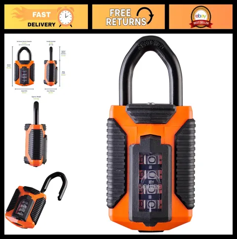 Heavy Duty 4-Wheel Combination Padlock - Tough Steel Shackle, Weatherproof Lock