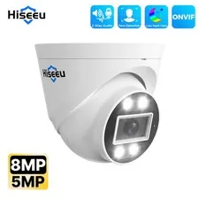 Hiseeu 8MP 4K POE IP Dome Camera Face Detection Two-Way Audio Night Vision