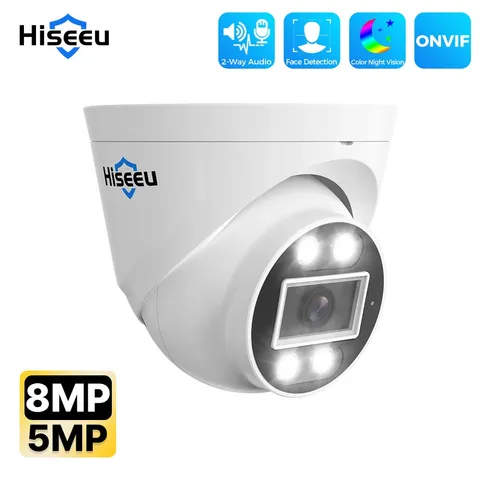 Hiseeu 8MP 4K POE IP Dome Camera Face Detection Two-Way Audio Night Vision