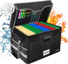 Docsafe Fireproof Document Box with Lock, File Storage Organizer with Mesh Pocke