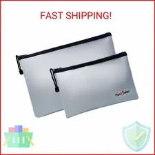 Fireproof Safe Money Document Bags - 2 Pack 13.4" x 9.8" and 10.6" x 6.7" Waterp