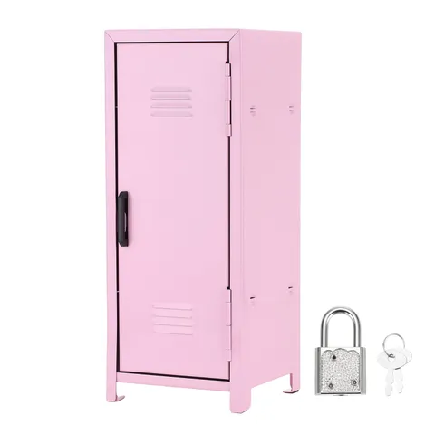 Mini Locker 4.3 x 10.8 Inch, Small Locker with Lock Keys, Light Pink