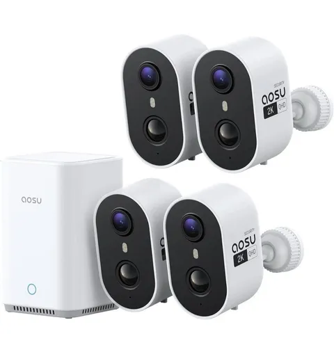 Wireless Outdoor Security Camera Kit with base Local Storage, 2K with 6X Zoom, 4
