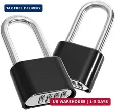 Hiceeden 2 Pack 4 Digit Heavy Duty Combination Lock, Long Waterproof Shackle Pad