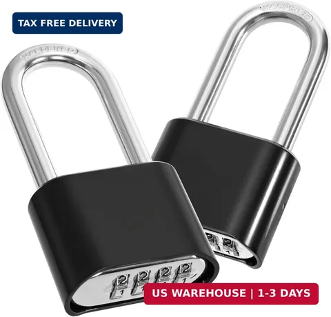 Hiceeden 2 Pack 4 Digit Heavy Duty Combination Lock, Long Waterproof Shackle Pad
