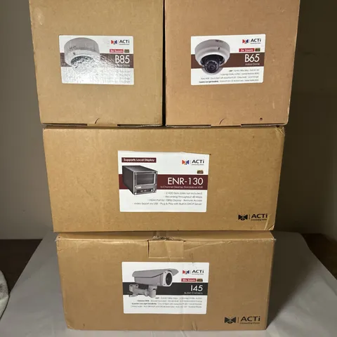 Lot ACTi Equipment ENR-130 NVR, B65 Cam, B85 Cam, I45 Cam NIB