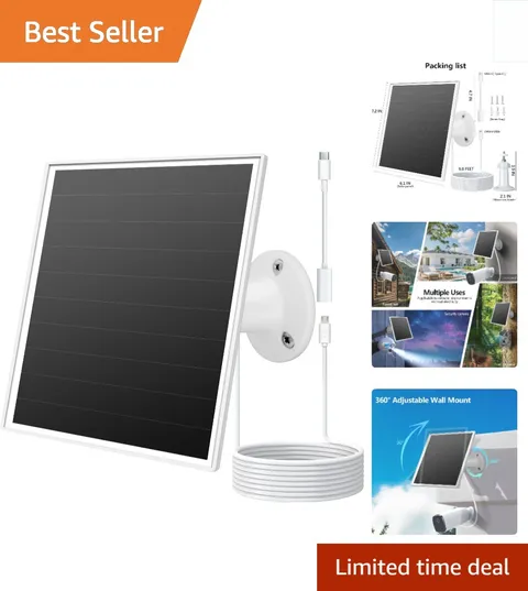 Durable 360° Adjustable Solar Panel Charger for Security Cameras - Easy Install