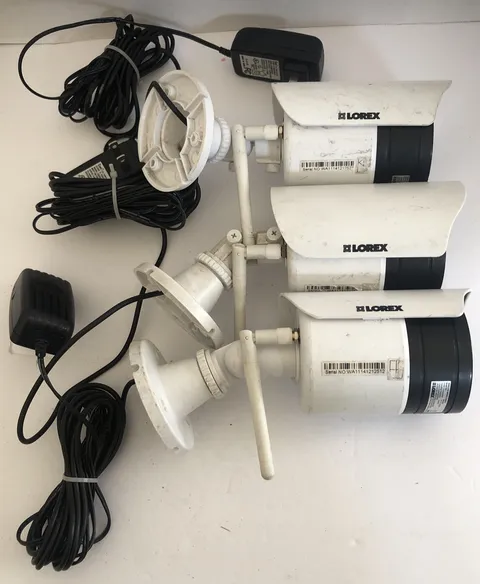 Lot of 3 Lorex MC2232 Wireless MPEG4 Security Cameras 2.4GHz w/ Power Adapter