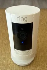 Ring Stick Up Cam White Outdoor Wireless Battery Security Camera 5UM7E5 w/solar