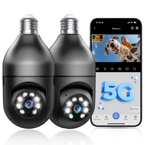 Light Bulb Security Camera 5G/2.4GHz WiFi 2K Lightbulb Security Cameras Wirel...