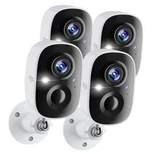 2K Wireless Outdoor Security Cameras, Battery Powered, 4-Pack