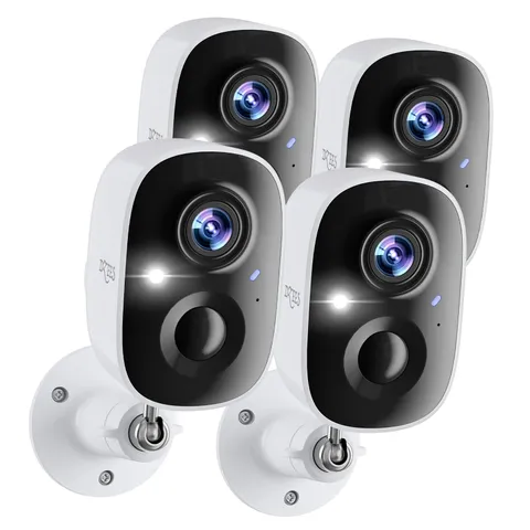 2K Wireless Outdoor Security Cameras, Battery Powered, 4-Pack